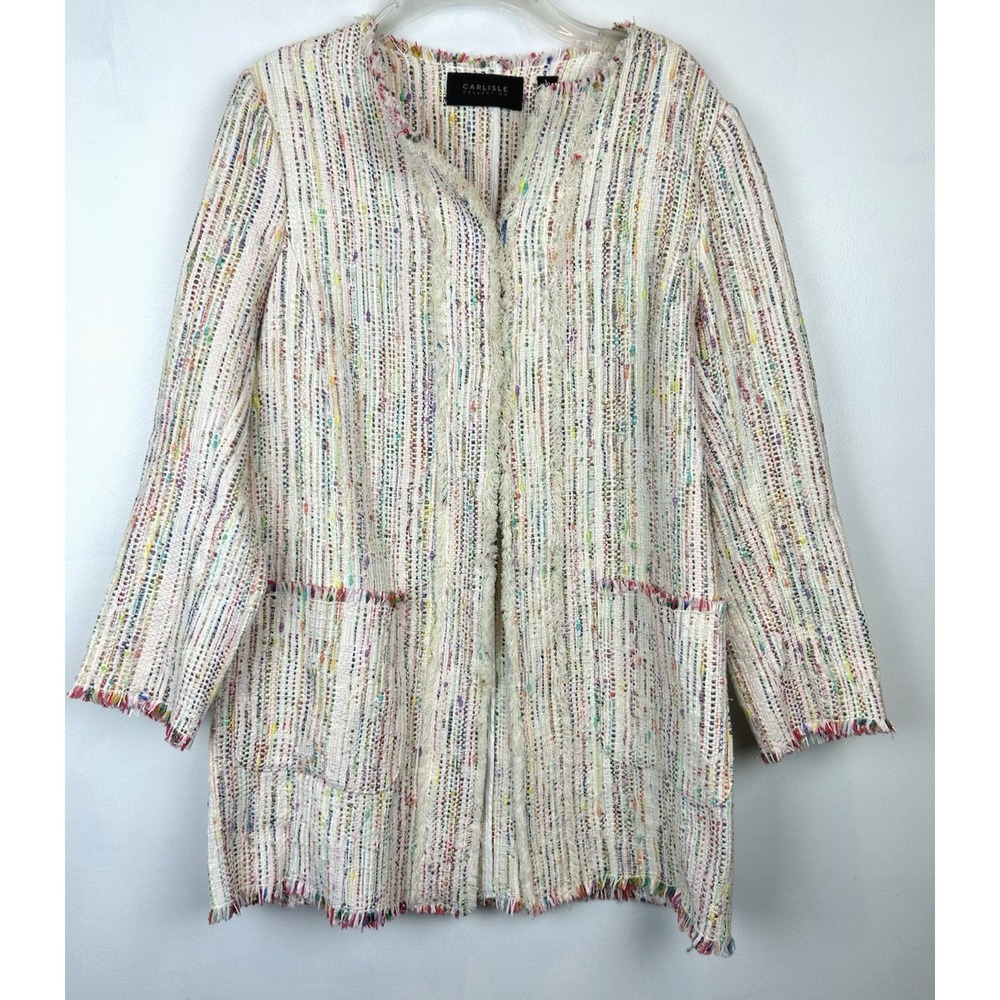 Carlisle Collection Blazer Womens 10 Ivory Textured Mid Jacket Old Money Luxury